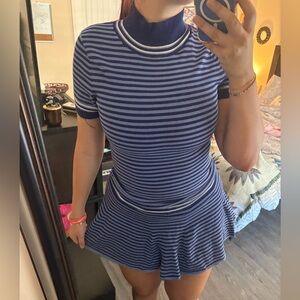 Free People Montecito Set- Striped Turtle Neck & Mini Skirt (womens M)